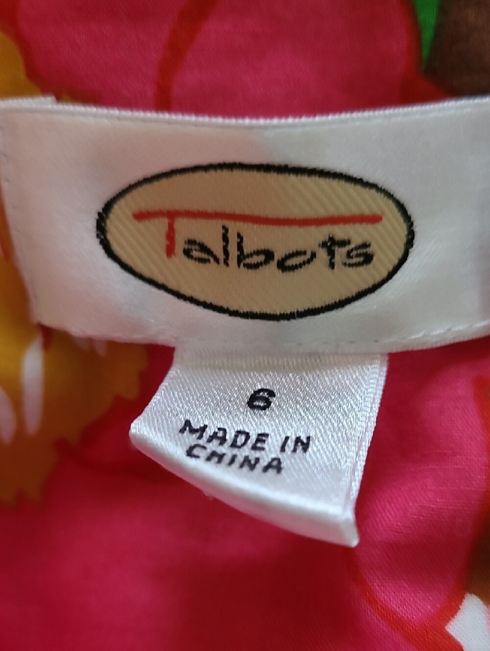 Talbots Pink Floral Midi Dress with Yellow & Green Accents - Picture 12 of 14